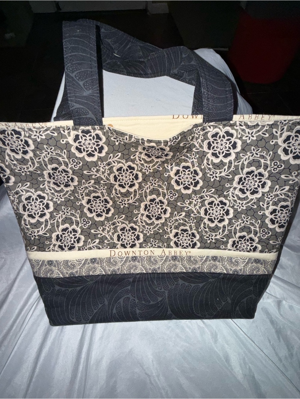 Downton Abbey Black & Cream Floral Tote Bag- great gift!